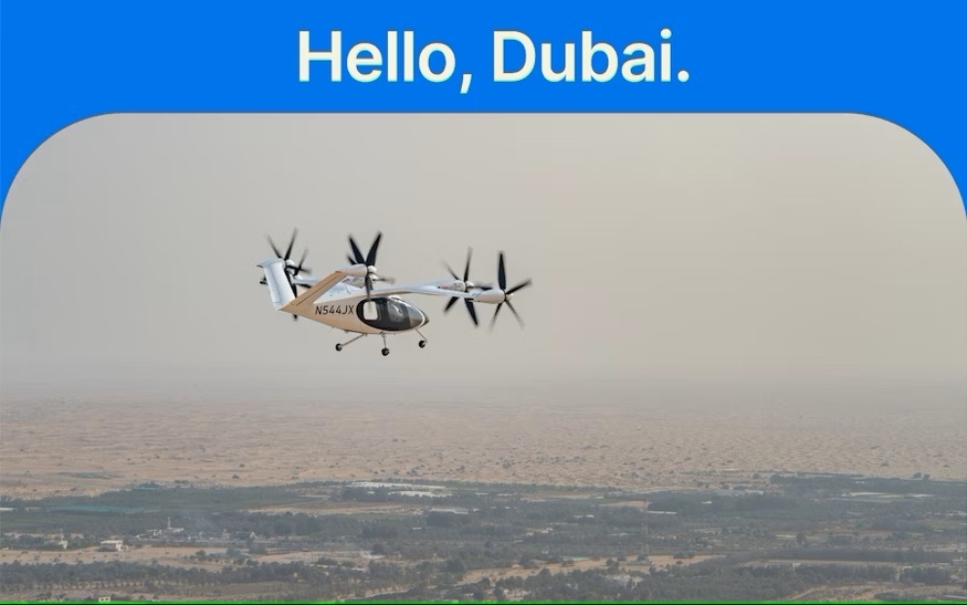 미국 에어택시 제조업체 조비 에비에이션(Joby Aviation)은 지난달 30일 UAE 두바이에서 전기 수직이착륙 비행체(eVTOL) 유인 비행 테스트를 실시했다. (사진=조비)
