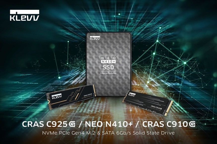 클레브는 지난 24일(현지시간) 4세대 휘발성 메모리 익스프레스(NVMe) 기반의 고성능 'CRAS C925G'·'CRAS C910G'와 SATA 규격의 보급형 네오(NEO) N410+ 등 총 3가지 SSD를 출시한다고 발표했다. (사진=클레브)