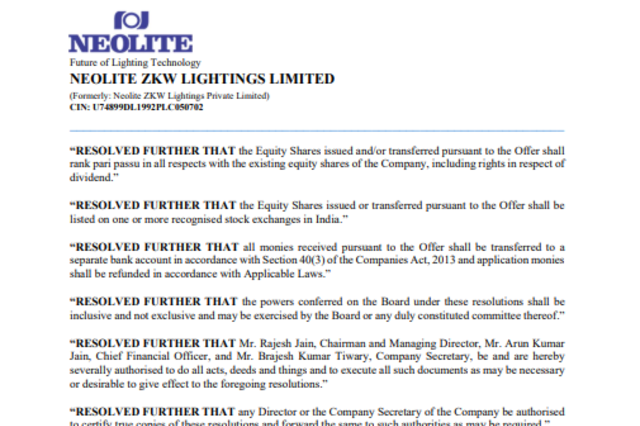 네오라이트 ZKW 라이팅스, 인도 IPO 대열 합류…전장 신공장 건설 '실탄 활용'