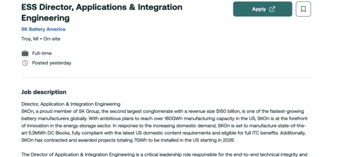 'ESS 드라이브' SK온, 美 티어1 배터리 경험 多 '베테랑' 영입 추진