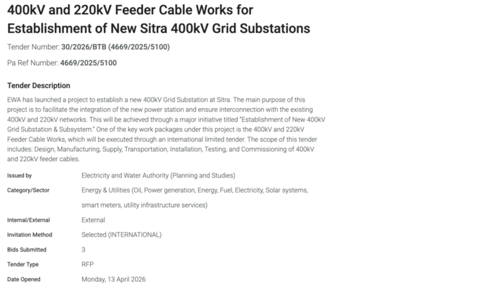LS전선·대한전선·일진전기, '1500억 규모' 바레인 송전망 구축 프로젝트 '3각 경쟁'