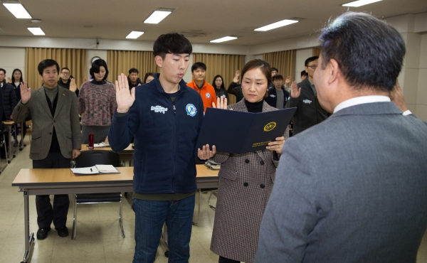 [더구루=박선호 기자] 국립중앙청소년수련원 전 직원이 참석한 인권보호와 인권 존중 사회를 만들기 위한 인권경영 선언식 현장