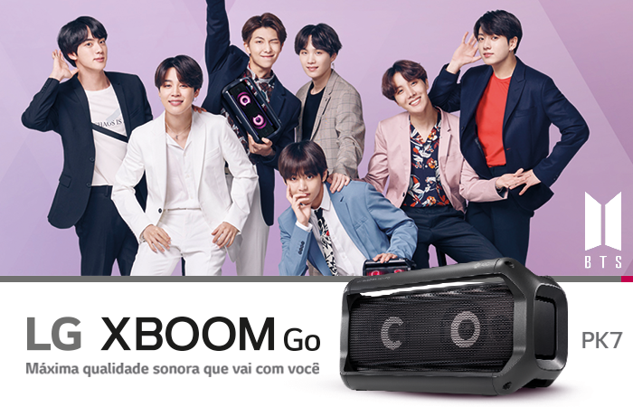 브라질에서 판매되고 있는 LG전자의 XBOOM Go, BTS가 광고모델을 하고 있다. (사진=라디오 디즈니)